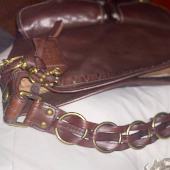 Vintage 2007 Bleecker Elisa Walnut Whipstitch Script Very Rare Coin Fob +Pouch - Picture 8 of 13